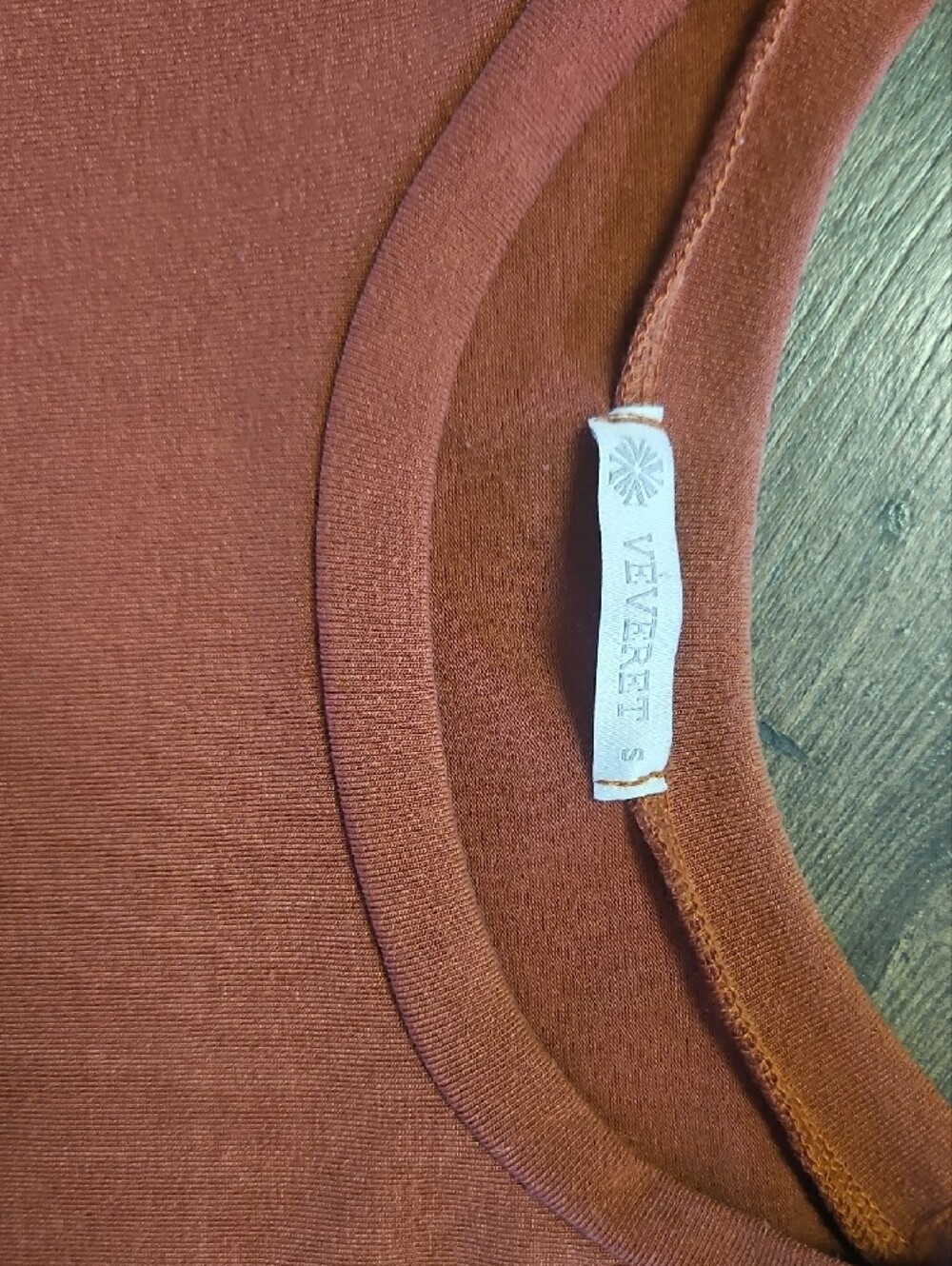 Colorblock Long-Sleeve Top with Cow Print Panel - Rust/Brown - Picture 2 of 3